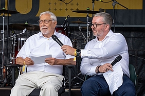 Photo of D. Christian Bender and Steve Mason (CRO) performing on stage during the Bender Summer Festival