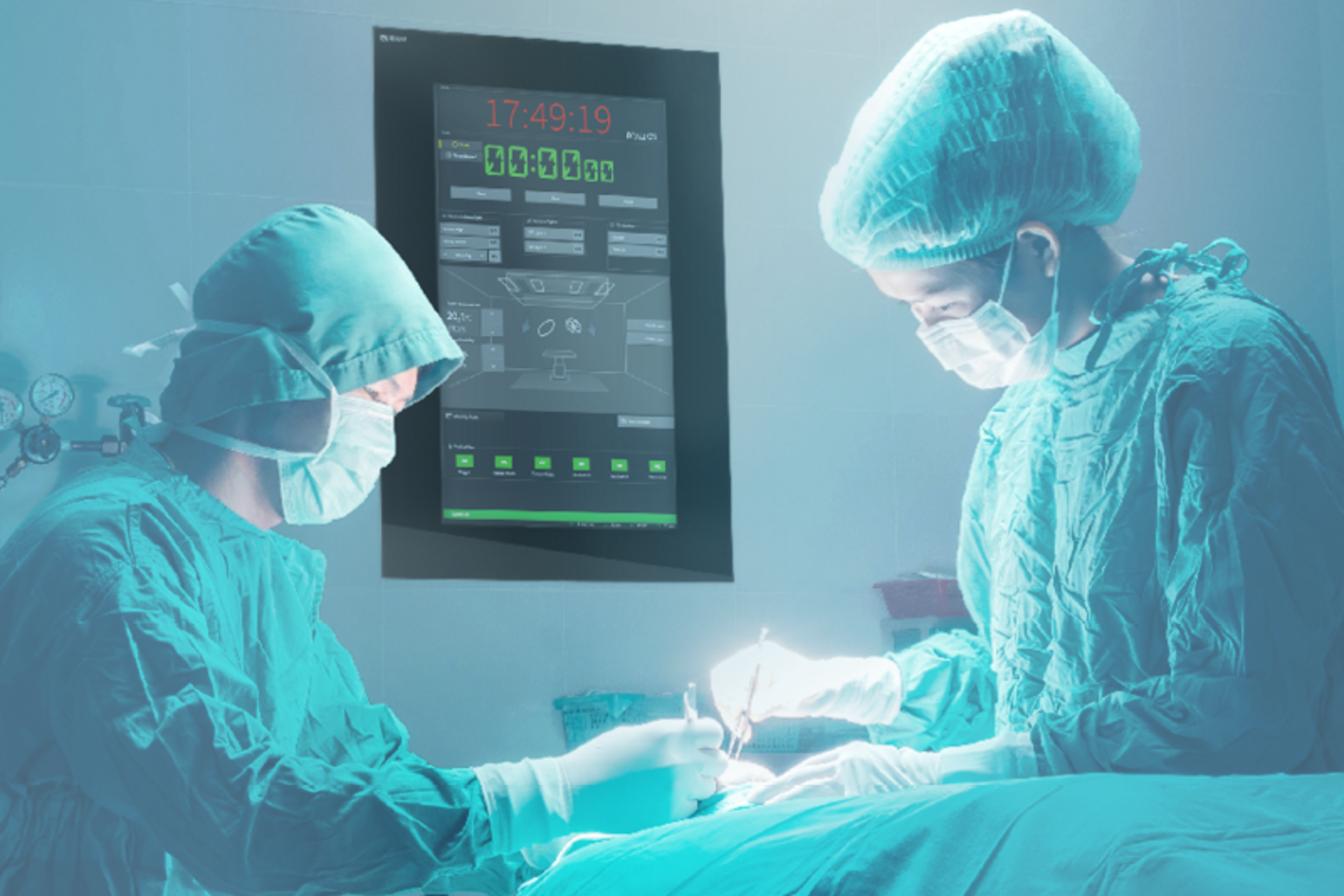 Operationssaal mit Chirurgen und Control Panel CP924-E
