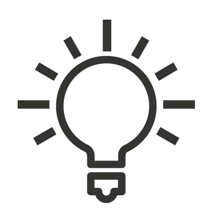Symbol einer Glühbirne mit Strahlen, die Licht oder eine Idee darstellen