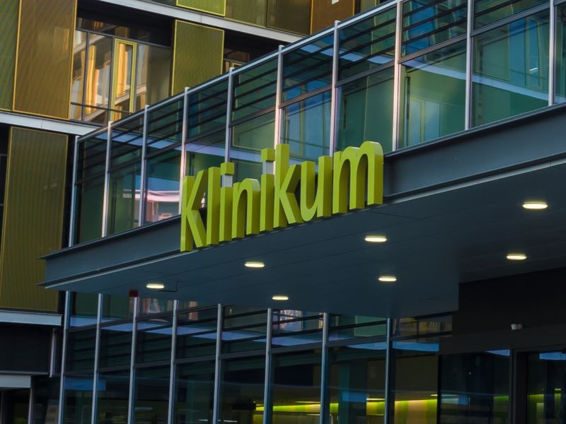 Entrance of a modern hospital in Germany