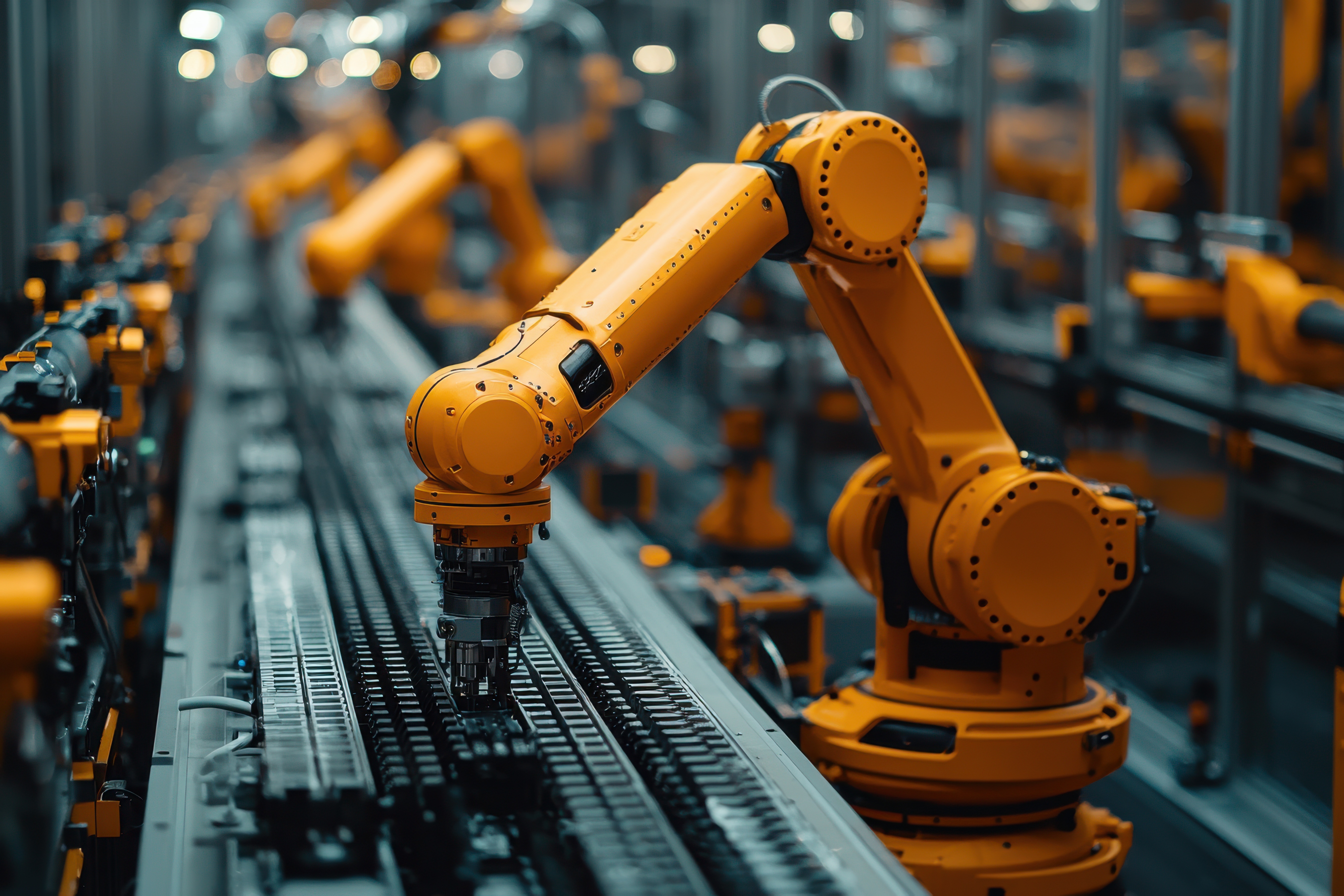 Robots industriels lors du montage de produits