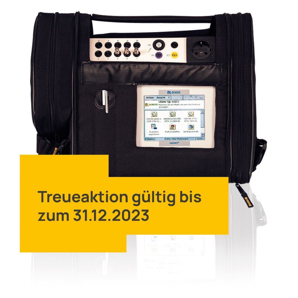 UNIMET-Sicherheittester mit Störer 'Treueaktion gültig bis 31.12.2023'